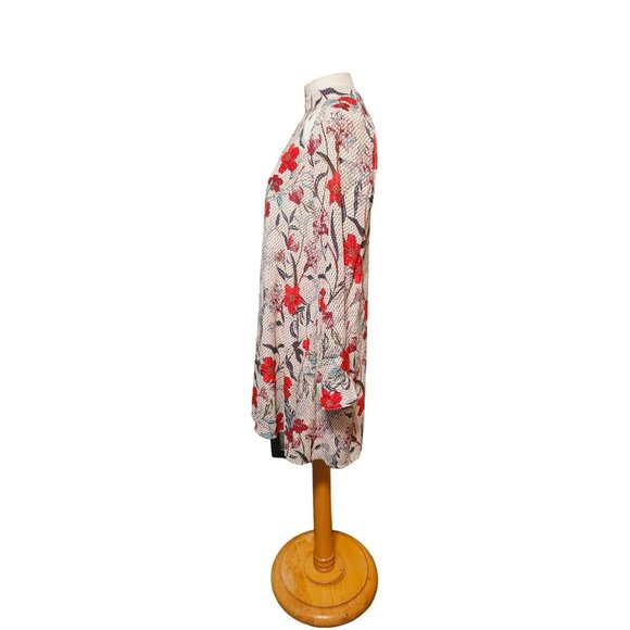 Feelib Shift Dress size 1X floral cutout cream red long sleeve - Picture 2 of 8